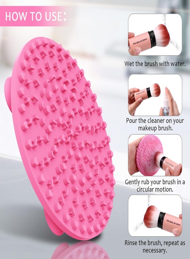 Norate Makeup Brush Cleaner, Make up Brush Cleaner Mat, Silicone Brush Cleaning Mat, Paint Cosmetic Brush Cleaner Pad with Suction Cup for Valentines Day, Stocking Stuffers for Women Moms Teen Girls - Image 2